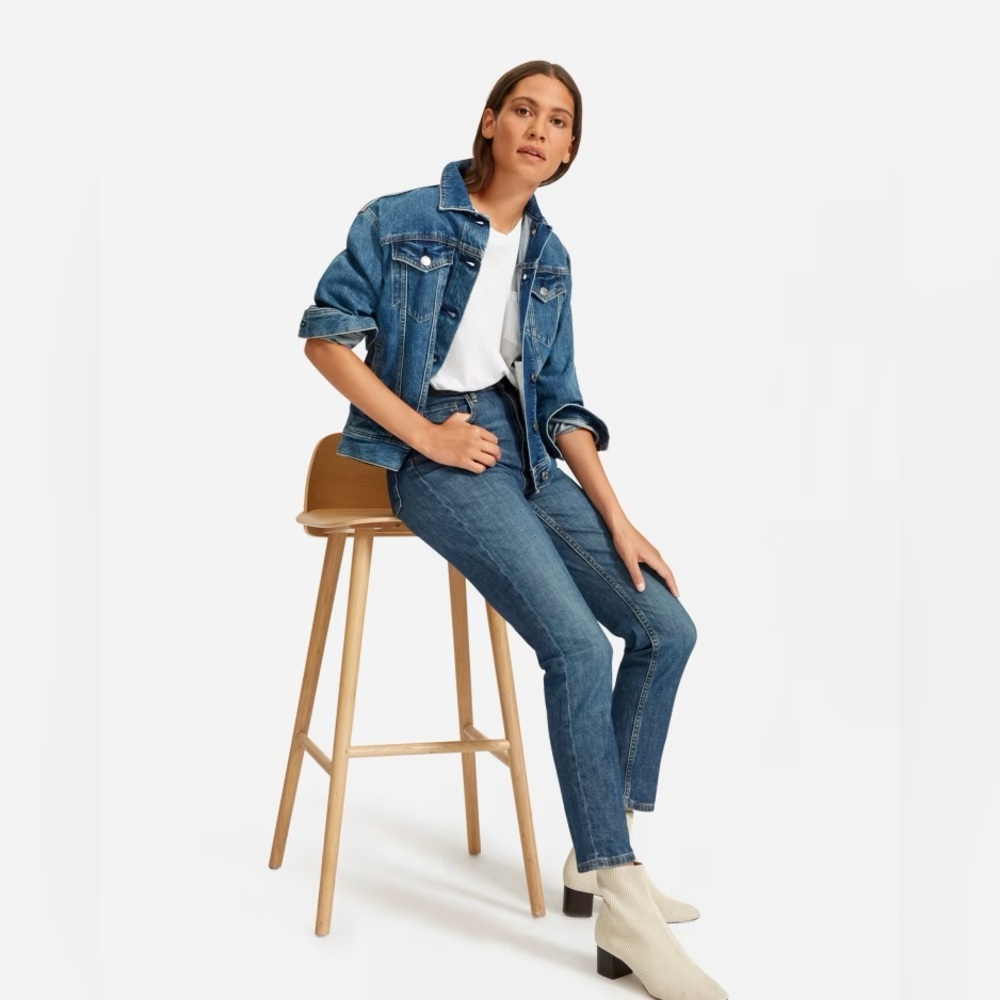 Everlane The Cheeky Straight Jean in Faded Indigo Wash, Size 23 Crop